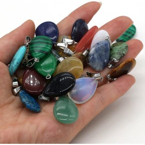 Natural Stone Pendant Water Drop Shape Semi-precious Stones Exquisite Charm for Jewelry Making DIY Necklace Bracelet Accessories