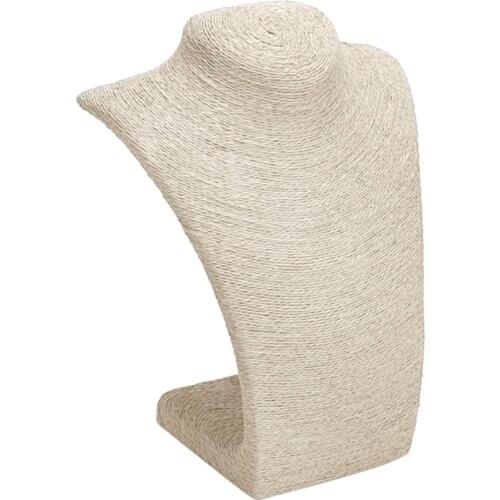 Simple Necklace Pendant Display Bust Mannequin Stand Holder Rack, Linen, Stable, 3 Sizes/6 Color