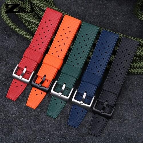 Fuerman Rubber watch strap 20mm 22mm for Mi-do s-eiko o-mega Ti-ssot Ci-tizen Watchband waterproof soft Flat end Watch band