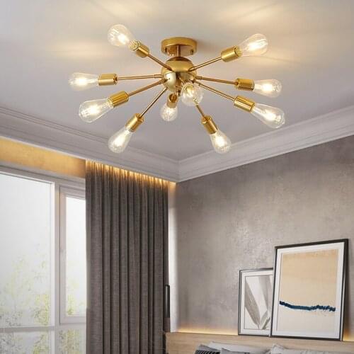 Nordic Modern Chandelier Gold/Black E27 Bulb For Living Room Bedroom Creative Dining room Household Chandelier