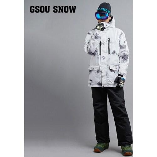 -30 Degree Super Warm GSOU SNOW Men Ski Suit Winter Jacket Pant Skiing Snowboard Thicken Hooded Male Clothing Trouser Sport Suit