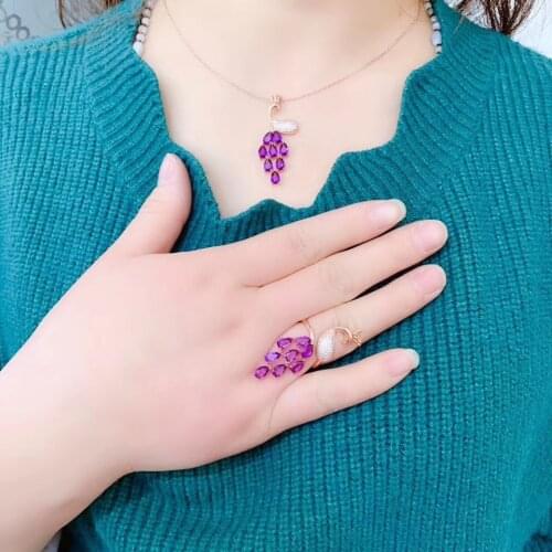 Super beautiful natural amethyst suit. Phoenix peacock style, 925 sterling silver. Sale on sale
