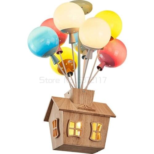 Warm comfortable childrens room ceiling light creative cartoon balloon house bedroom decor modern personality pendant lamp