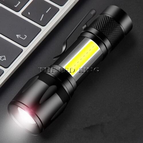 XP-G Q5 +COB Built In Battery Penlight Zoomable Led Flashlight Torch Lamp Waterproof Shock Resistant,hard Light Bulbs