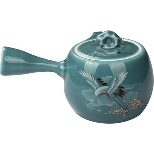 Japanese crane side handle teapot single pot ceramic large kungfu tea set antique creativity teaware 250ml