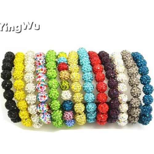 Yingwu Wholesale Hot 50Pcs Lot 10mm Full Rhinestones Round Beads Bracelets Bangles DIY Crystal Ball Jewelry