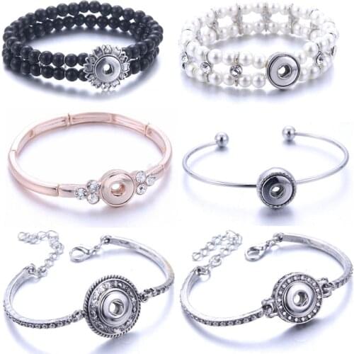 High Quality Snap Jewelry 12mm Snap Button Beaded Bracelet for Women Men Fit Snap Button Jewelry Button Bracelet Bangle