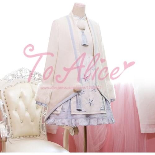 Chinese Style Ice Flowers Series Beige Fur Cuff Long Sleeve Winter Cloak Cape Lolita Coat Fur Ball Tassel Outwear High Quality