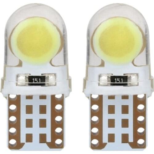 10Pcs T10-COB-1W W5W LED Bulbs 168 501 COB Silicone Shell Car Dome Reading Lights Super Bright Wedge Turn Side Lamp white 12V