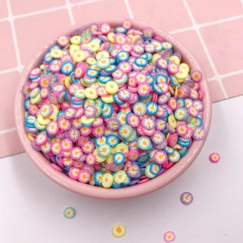 100g/lot Daisy Flower Slices Polymer Clay Sprinkles for Slime Crafts DIY Nail Art Decoration Scrapbooking Accessories 5*1mm