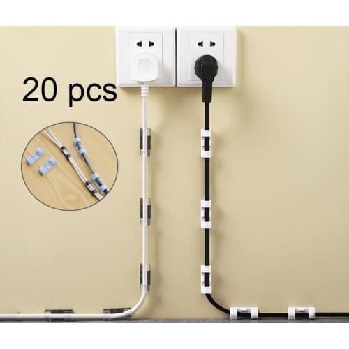 20 pcs/set Cable Clip Organizer self Adhesive Wire Cord Tie Fixer USB Clips Holder