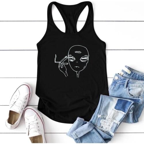 2020 Fashion Woman Is Smoking Printed Tank Top Women Sleeveless Summer Vest for Girls Graphic Tank Tops Plus Size Ropa Mujer