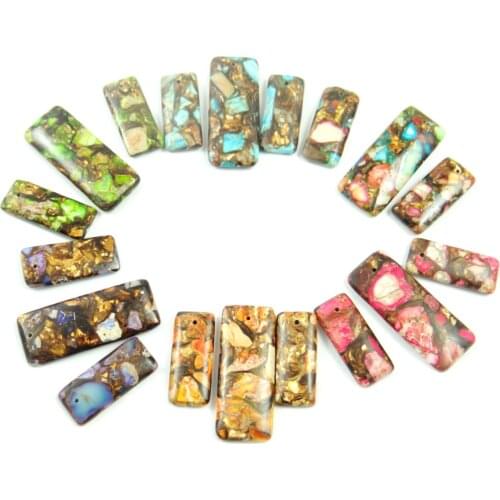 3Pcs/lots Wholesa lerectangle Natural Making Marine sedimentary Created For Jewelry mixed pendant gem necklace beads