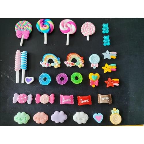 30PC Kawaii Resin Nail Art Charm Jelly Gummy Bear/ Lollipop Mix Sweet Candy 3D Nail Decorations Luxury For Nails Design E1005(1)