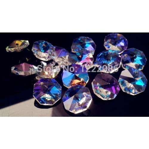 Free shipping,600pcs 14mm aaa 1-hole AB octagon crystal glass beads chandelier chain&garland parts