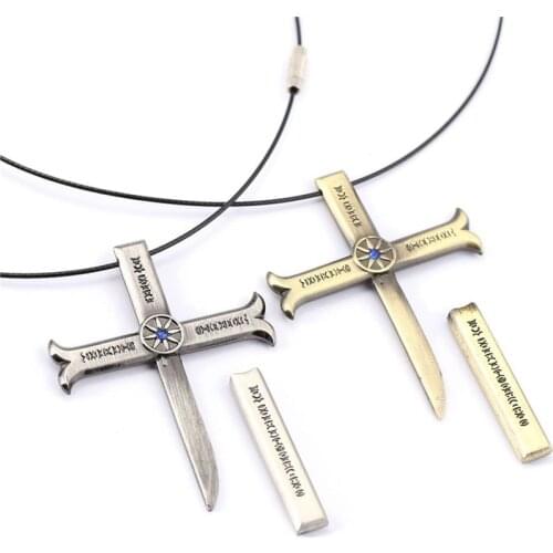 Anime One Piece Cosplay Dracule Mihawk Cross Pendant Necklace Keychain Men Women Zinc Alloy Choker Key Chain Accessories