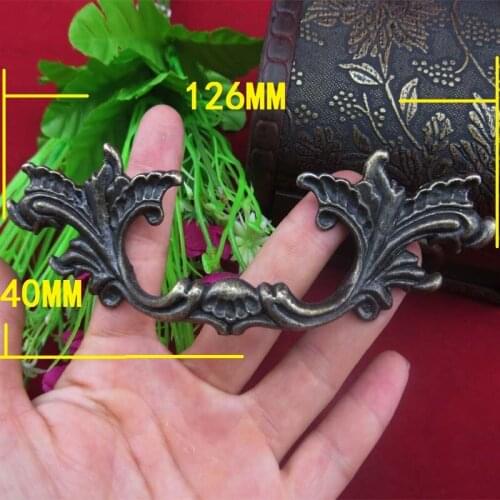 Bronze Vintage Furniture Leaf Knobs and Handles Door Zinc Alloy Handle Cupboard Drawer Kitchen Pull Knob Leaves,126*40mm,4PCs