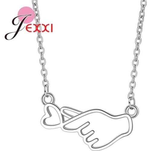 Pure Silver True Love Hand with Heart Shaped Pendant Necklace For Girlfriend Women Valentines Romantic Gifts