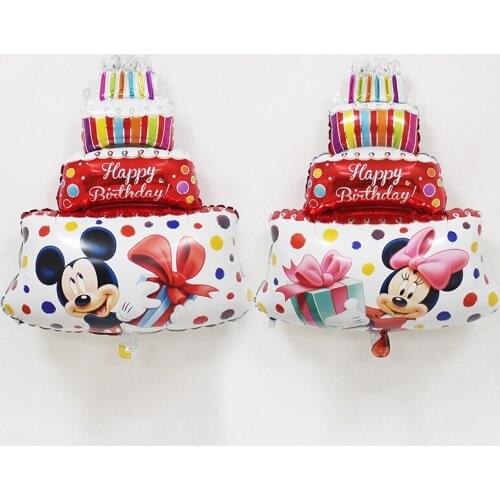 Disney Mickey Mouse Minnie Cake Foil Balloons 1 2 st Children Cartoon Theme Birthday Party Decorations Supplies Kids Toys Globos