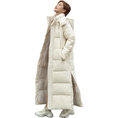Over The Knee Long Winter Jacket Women 2021 New Warm Parkas Korean Fashion Slim Down Cotton Hooded Thick Coat Female