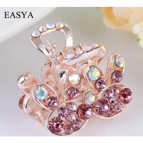 EASYA Cute Crystal Rabbit Hair Claw Hair Clips Pink Purple Blue Metal Crab Hairpin Hair Accessories Jewelry For Best Friends
