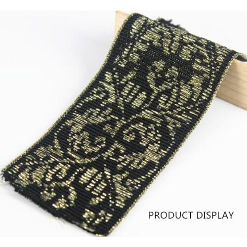 58mm Black Gold Elastic Stretch Ribbon Tape Trim Band Strap Webbing Applique Sewing Supplies cinta for Costume Belt 20y/T1173