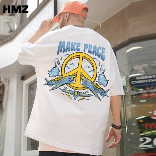 HMZ Men Cool Summer Loose Men T Shirt Casual Short Sleeve Plane Print Anime Tshirt Japanese Summer T-Shirt Tops Tee Shirt Men