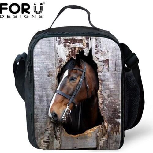 Insulated Thermal Picnic Lunch Bag for Women Keep Warm Kids Animal Horse Lunchbags Bolsa Merienda Boys Food Bag Lunchbox