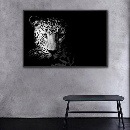 Animals Canvas Painting Black White Cheetah Tiger Lion Printed Posters HD Pictures for Living Room Bed Room Wall Art Decoration
