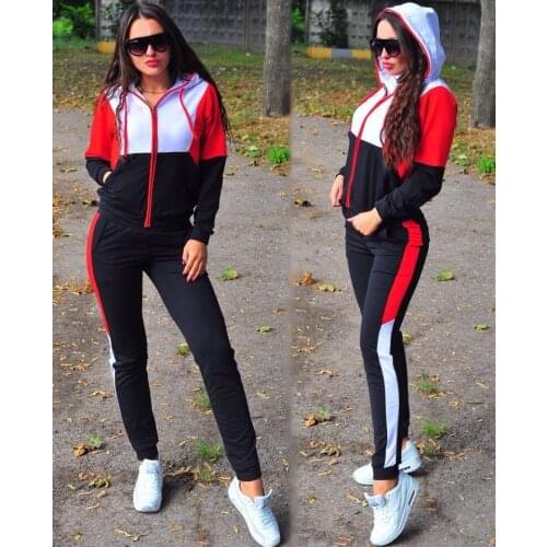 2Pcs Set Women Sport Tracksuit Zipper Hoodies Sweatshirt Pants Set Jogger Sport Wear Ladies Casual Sweat Spring Streetwear Suit