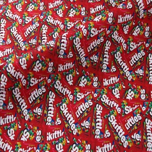 Candy Skittles Print Red 100% Cotton Fabric for Girl Clothes Bedding Set Hometextile Cushion Cover Backpack DIY