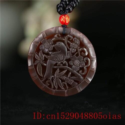 Brown Jade Bird Pendant Men Gifts Necklace Charm Natural Women Jadeite Chinese Amulet Jewelry for Fashion Carved