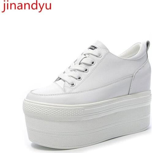 Real Leather Platform Wedges Shoes for Women Black White Shoes Sneakers Casual Woman Vulcanize Shoes Womans Fashion Sneakers