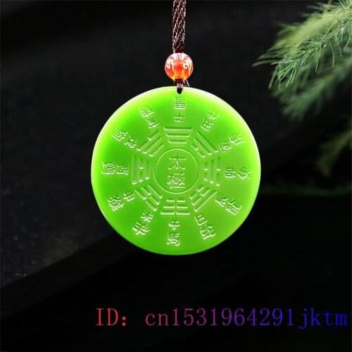 Green Jade Tai Chi Pendant Natural Amulet Lucky Charm Women Gemstone Jewellery Chinese Gifts Carved Necklace Fashion