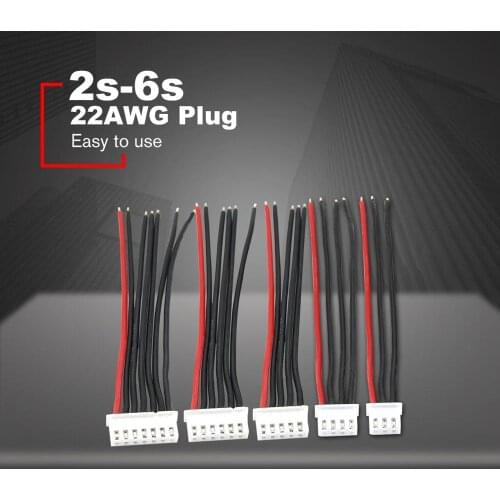 Hot 5pcs/lot 100MM 22AWG Plug RC Lipo Battery Balance Charger 2s 3s 4s 5s 6s 22AWG Cable Line For IMAX B3 B6