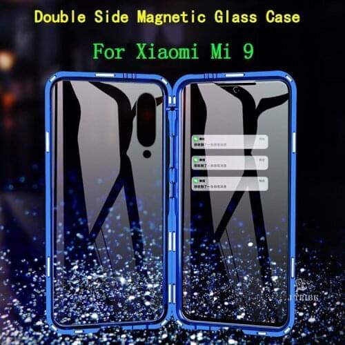 Magnetic Adsorption Flip Phone Case For Xiaomi Mi 9 Metal Coque 360 Full Cover Mi 9 Mi9 Double Side Glass Shockproof Fundas Capa