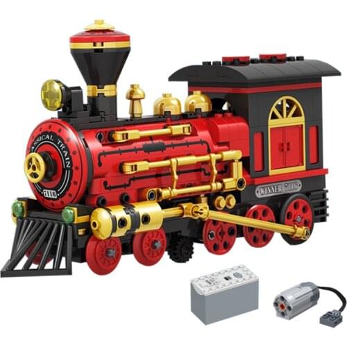 MEOA 7116 372pcs Electric Classical Train Building Blocks Assembly Power Train Model Bricks Educational Toys Christmas Gifts
