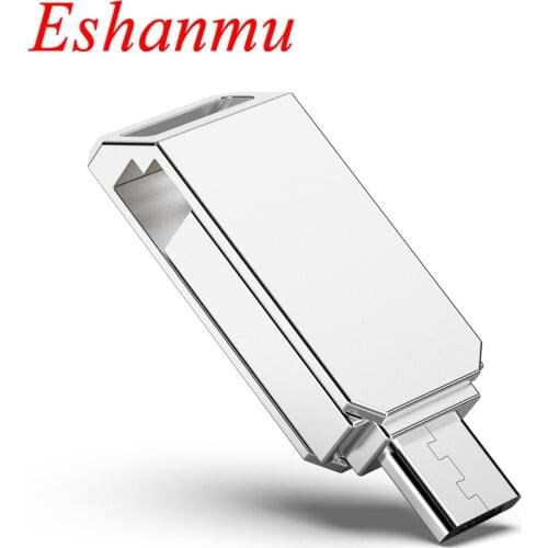 Eshanmu New Brand Quality 8GB 16GB 32GB 64GB 128GB OTG Usb Flash Drive Pendrive For Android PC Metal Mini USB 2.0 Storage Drive