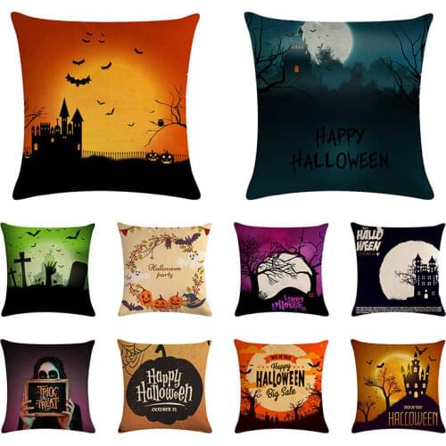 Happy Halloween Style Cushion Cover Cotton Linen Home Deocrative Pillows Cover For Sofa Cojines Throw Pillow Cover 1704