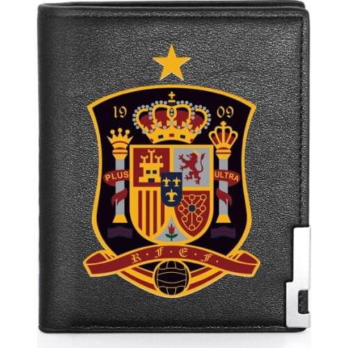 New Arrivals Reino de España Printing Leather Wallet Credit Card Holder Short Cryptocurrency Purse