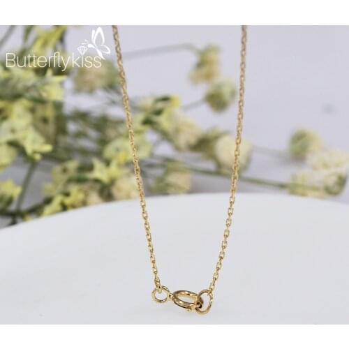 BK Genuine Gold 585 Necklace With 18k Yellow Gold Simple Fashion Chain Choker Necklace For Men Women Chain On The Neck