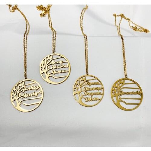 Stylisteel Custom Name Necklace with Tree of Life for Women Girls Personalized Stainless Steel Gold Rose Gold Color Neck Collar