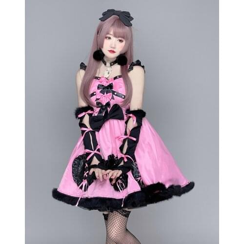 New Summer Harajuku Hot Girl Fashion Pink Bowknot Stitching Sling Princess Dress Lolita Temperament Slim Sweet Kawaii Dress