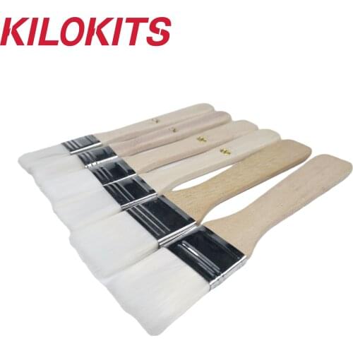 Flat Nylon Paint Brush Set With Wooden Handle 6-Pack for Modelling Painting Plastic Models Railway Models