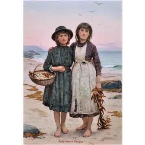 Counted Cross Stitch Kits Needlework Embroidery - Crafts 14 ct Aida DMC Color DIY Arts Homemade Home Decor - Sisters