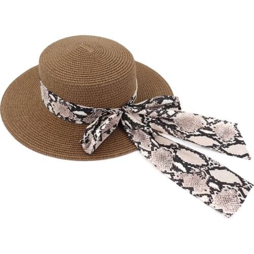 New Women Straw Hat Outdoor Travel Vacation Sunahde Panama Jazz Caps Flat Top Wide Brim Summer Fashion Luxury Vintage Straw Hats