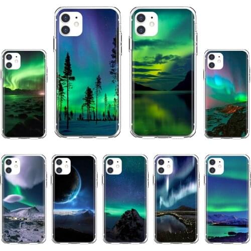 For Samsung Galaxy S7 S8 S9 S10E S20 FE Note 10 20 Edge Lite Plus Ultra TPU Silicone Case Aurora-polar-lights