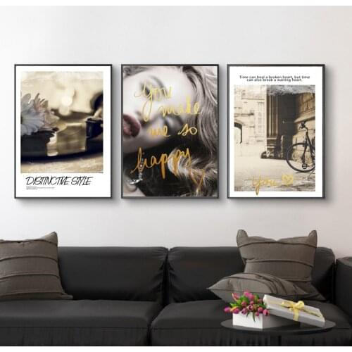 Nordic Vintage Landscape Wall Art Canvas Paintings Girl Face Love Quotes Wall Art Prints and Posters Living Room Home Decor