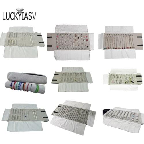 Factory Wholesale Jewelry Roll Bag Portable Case Gray Velvet Organizer Multi Functional Necklace Rings Earrings Storage Box