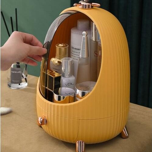 LED Lamp Cosmetic Box Makeup Drawer Organizer Jewelry Nail Polish Make Up Organizer Container Desktop Beauty Display Case